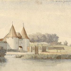 Aquarel van de Venepoort te Kampen. J. Swertner (1746-1813)