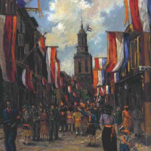 De bevrijding van Kampen, Willem van der Ven (1898-1958), olie op doek, 1945, collectie Stedelijk Museum Kampen